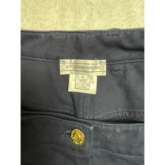 ST. JOHN SPORT Pants Women's 8 Navy Straight Leg 5 pocket with Gold Accents - Picture 3 of 10